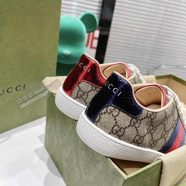 gucci頂級原版低幫鞋 古馳萬年經典情侶款小白鞋 男女款休閒板鞋 dx2780